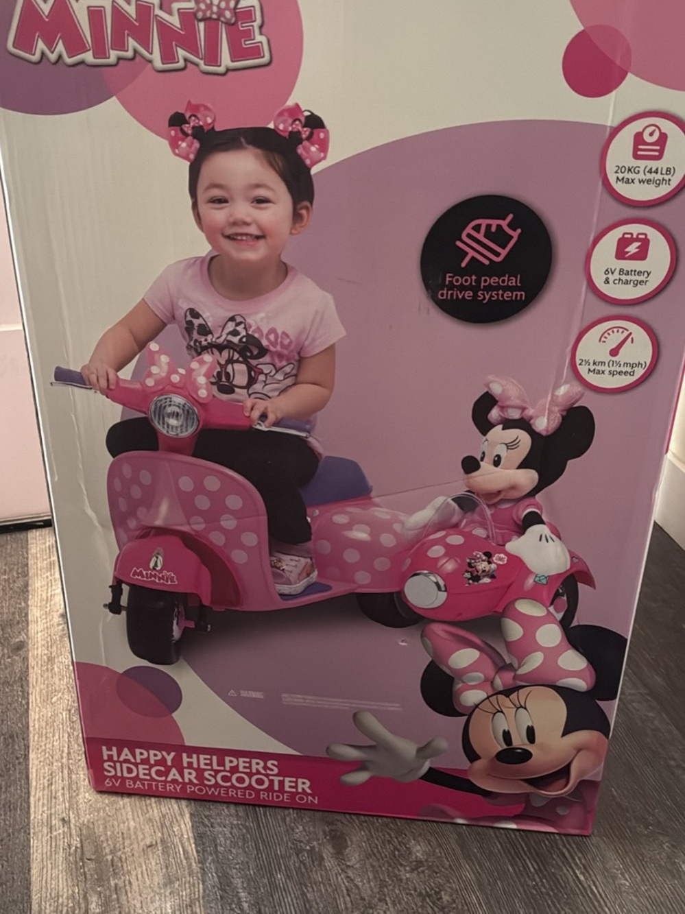 Disney Pink Minnie Mouse Sidecar Scooter Ride-On